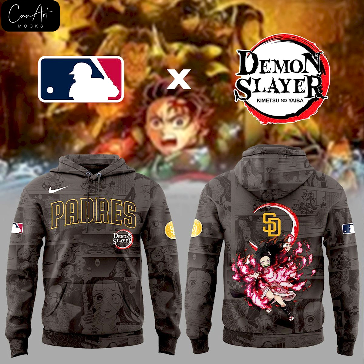 San Diego Padres x Demon Slayer Kamado Nezuko Brown Hoodie San Diego Padres x Demon Slayer Kamado Nezuko Brown Hoodie