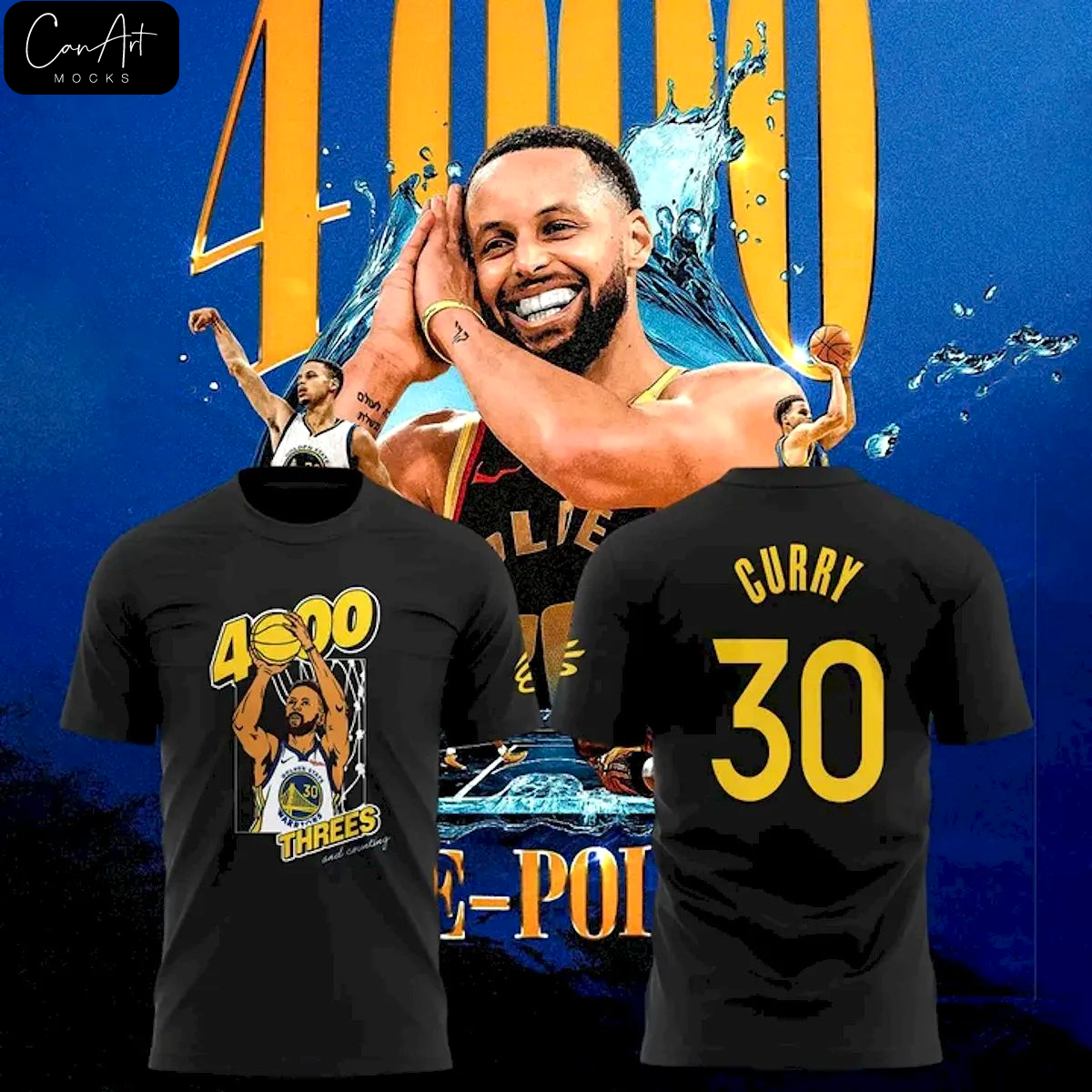 Stephen Curry makes 4000th 3-pointer 3D T-Shirt Stephen Curry makes 4000th 3-pointer 3D T-Shirt