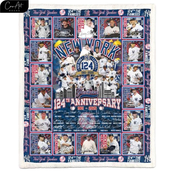 The Yankees 124th Anniversary 1901-2025 Premium Edition V2 Fleece Blanket