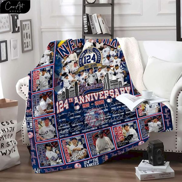 The Yankees 124th Anniversary 1901-2025 Premium Edition V2 Fleece Blanket