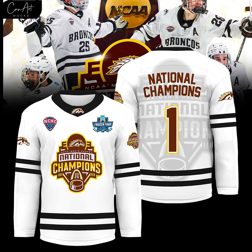 Western Michigan Broncos 2025 NCAA Champions Hockey Jersey Western Michigan Broncos 2025 NCAA Champions Hockey Jersey
