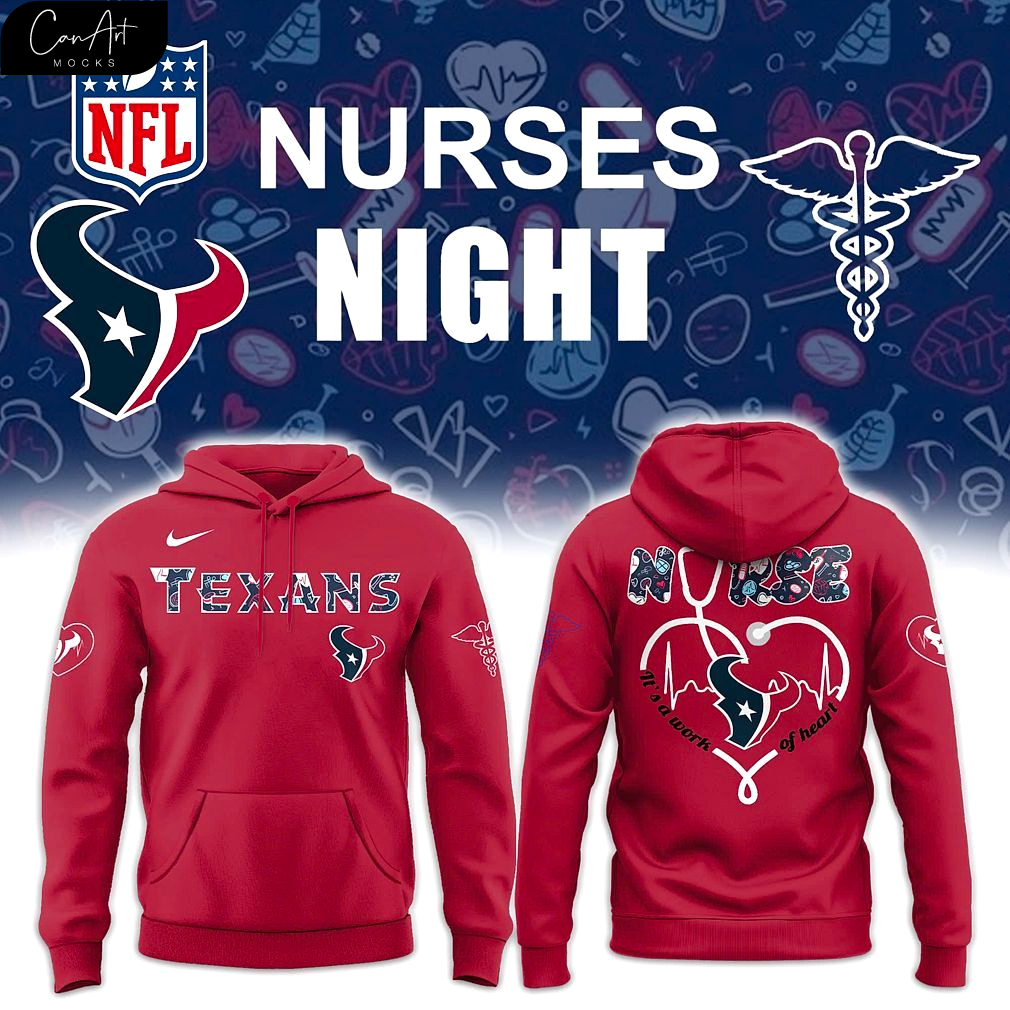Houston Texans Nurses 2025 Red Hoodie Houston Texans Nurses 2025 Red Hoodie